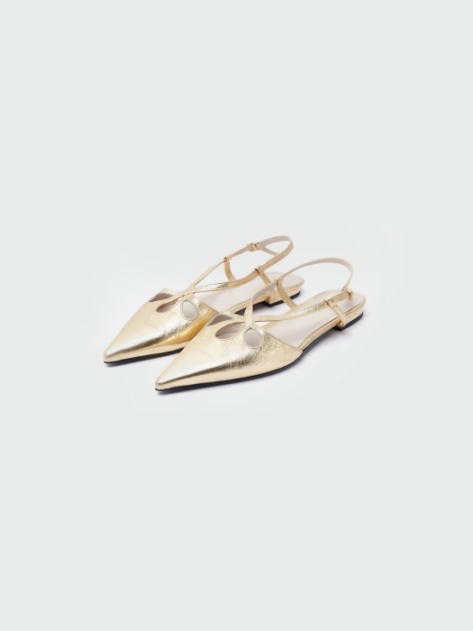 WINSELY  Point Toe Cross-Strap Flat Sandals - Gold