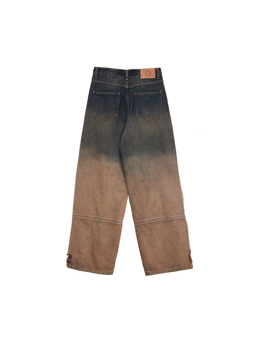 GRADATION BRUSH DENIM PANTS IN BROWN