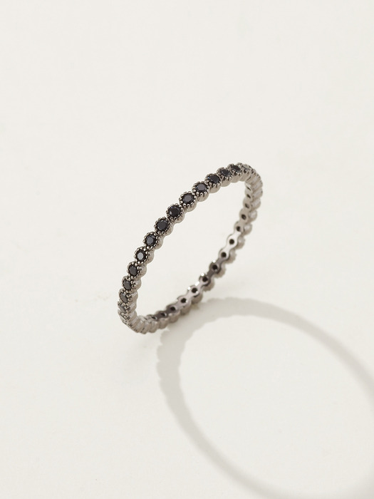 925 Black Spinel Ring (Large) 