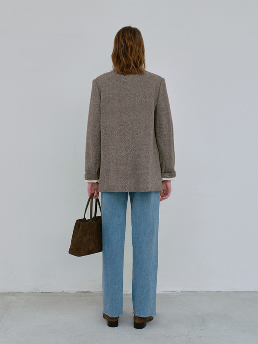 wool single jacket (brown)