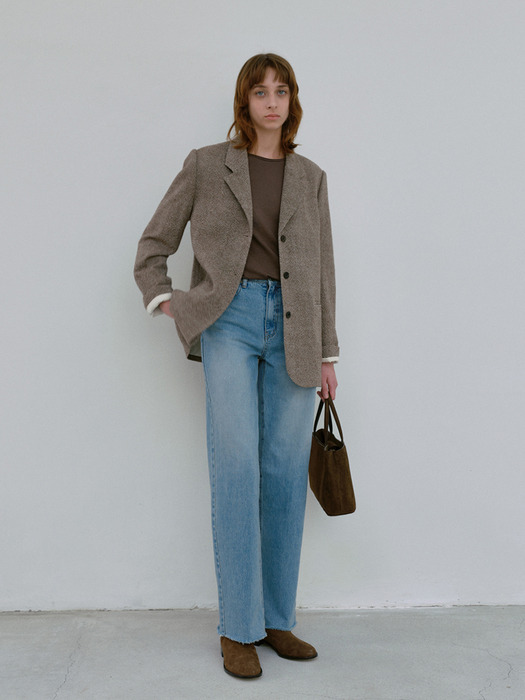 wool single jacket (brown)