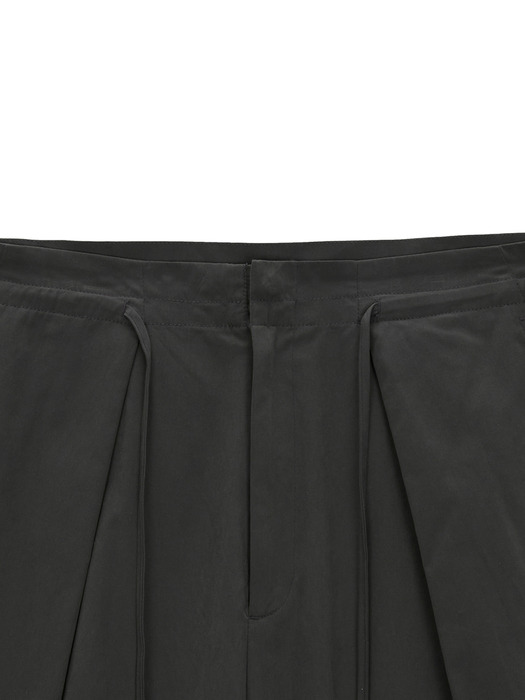 DRAW STRING WIDE PANTS IN CHARCOAL