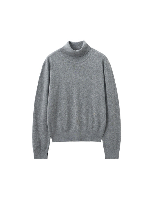 UNISEX, Finger Hole Turtle Neck Knit / Grey