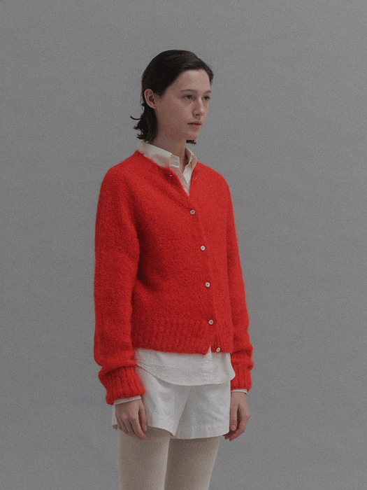 Alpaca knit cardigan (Red)