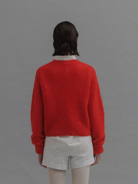 Alpaca knit cardigan (Red)