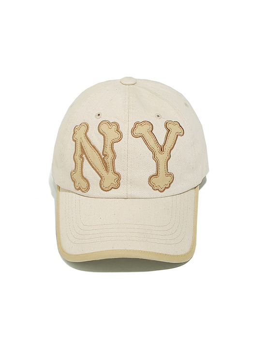 NY Emblem Washed B.B Cap Ivory