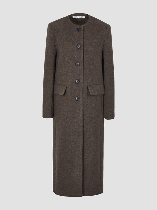 wool round long coat_brown