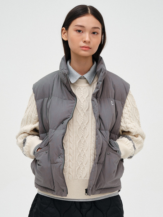 [23FW clove] Pocket Down Vest (Charcoal)