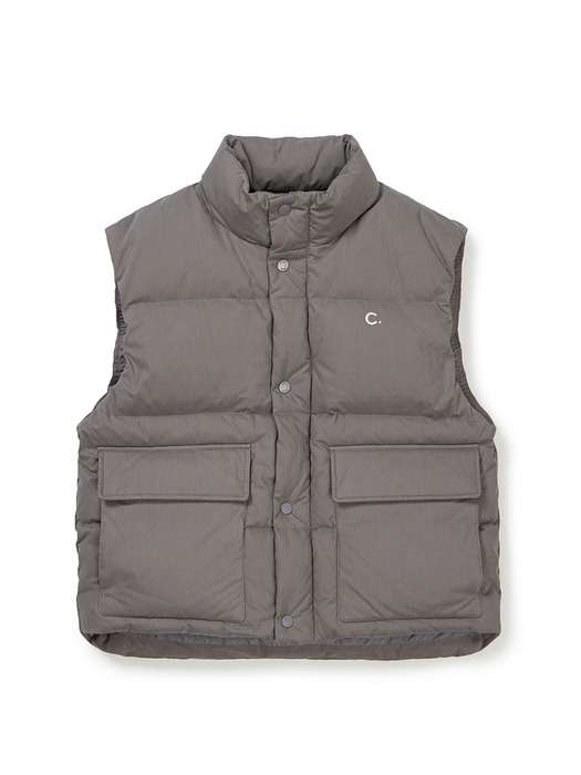 [23FW clove] Pocket Down Vest (Charcoal)