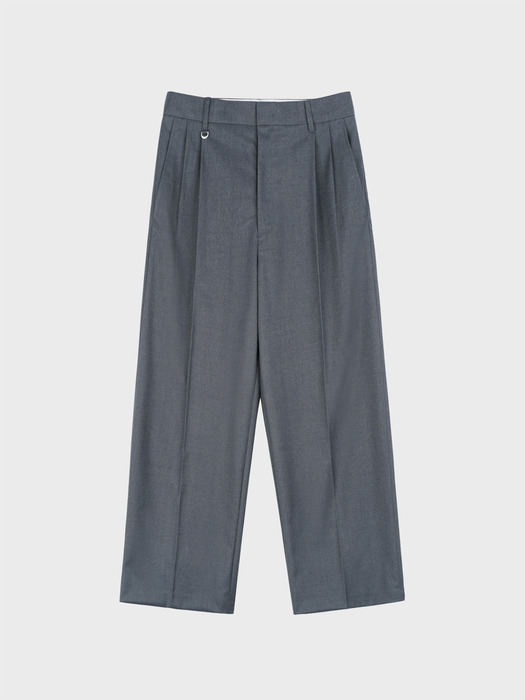 WOOL WIDE NAPPING SLACKS_CHARCOAL