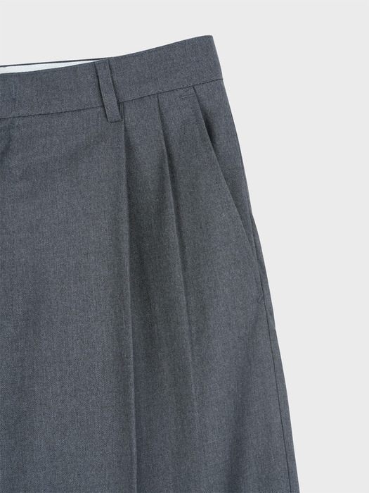 WOOL WIDE NAPPING SLACKS_CHARCOAL