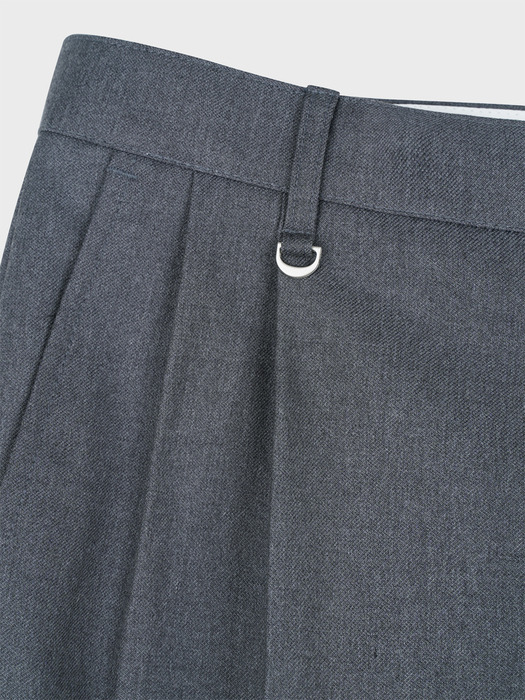 WOOL WIDE NAPPING SLACKS_CHARCOAL