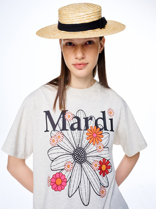 TSHIRT FLOWERMARDI BLOSSOM_OATMEAL BLACK