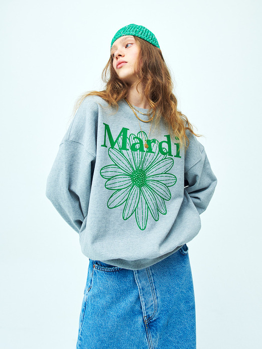 SWEATSHIRT FLOWERMARDI_GREY GREEN