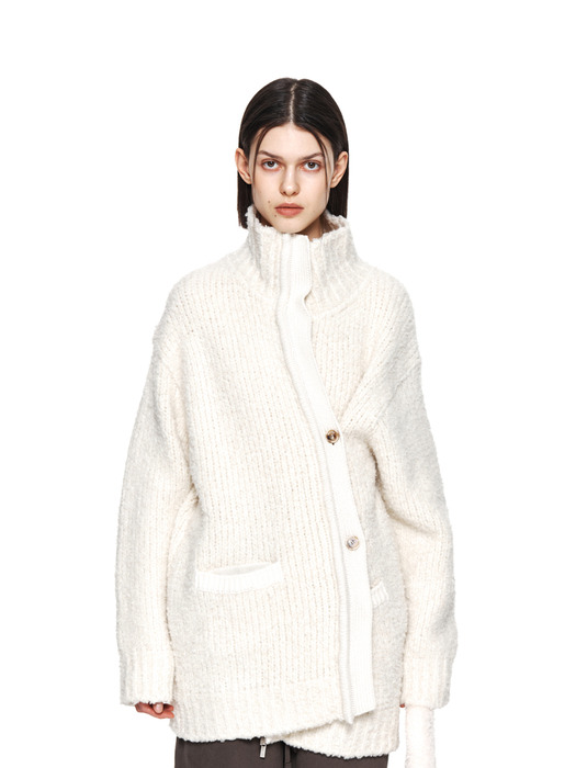 CLOUD KNIT ZIP COAT IN IVORY