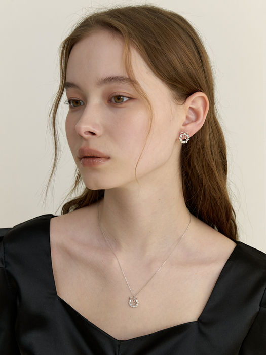 [단독][SET] ribbon heritage earring & necklace - silver