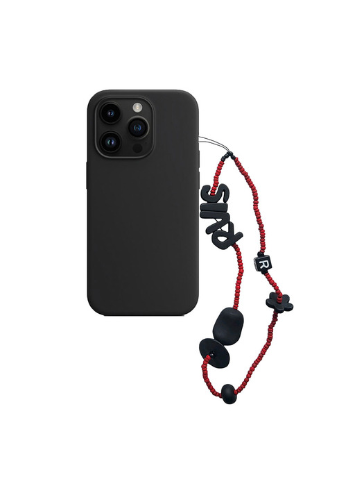 thin beads phone strap red