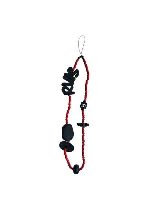 thin beads phone strap red