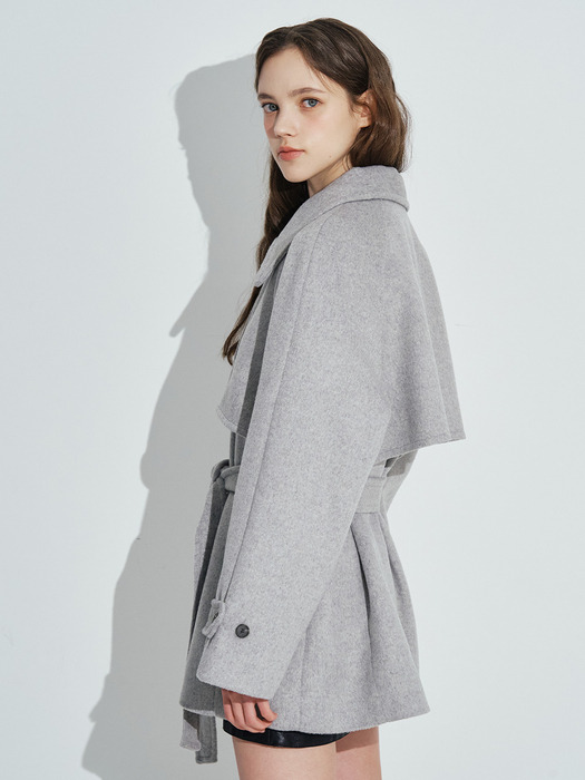 Wool Rich Half Coat [Gray]