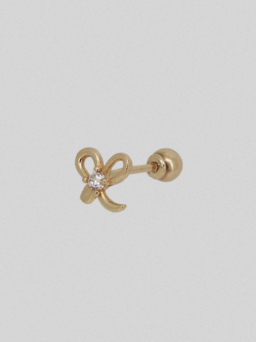 14k ribbon cubic piercing earrings