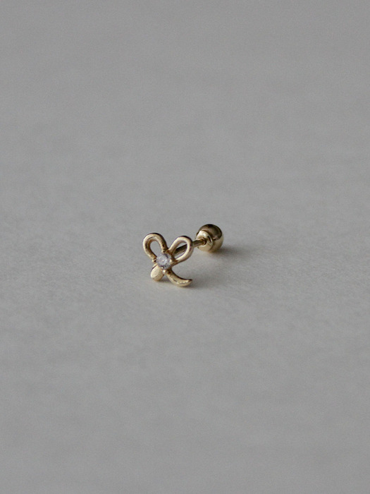 14k ribbon cubic piercing earrings