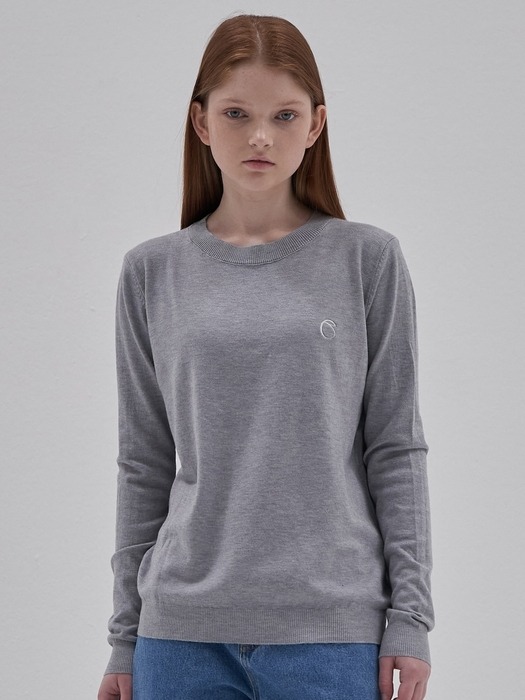 Round Neck Knit Ts_Gray