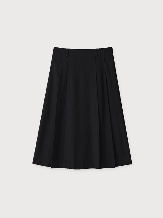 side pleated skirt_black