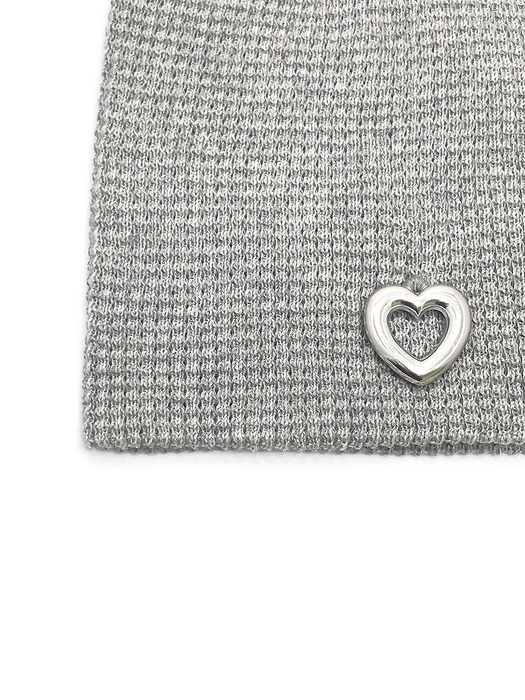 Heart Summer Knit Beanie [Gray]