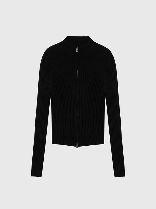 Slim Fit Ribbed Zip-Up Knit