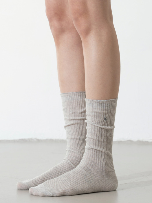 [no.131] light melange gray long loose bud socks