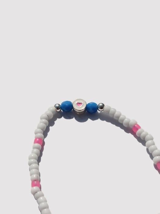 Soul heart charm glass beads Bracelet 컬러 하트 참 포인트 글라스 비즈 팔찌