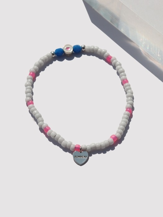 Soul heart charm glass beads Bracelet 컬러 하트 참 포인트 글라스 비즈 팔찌