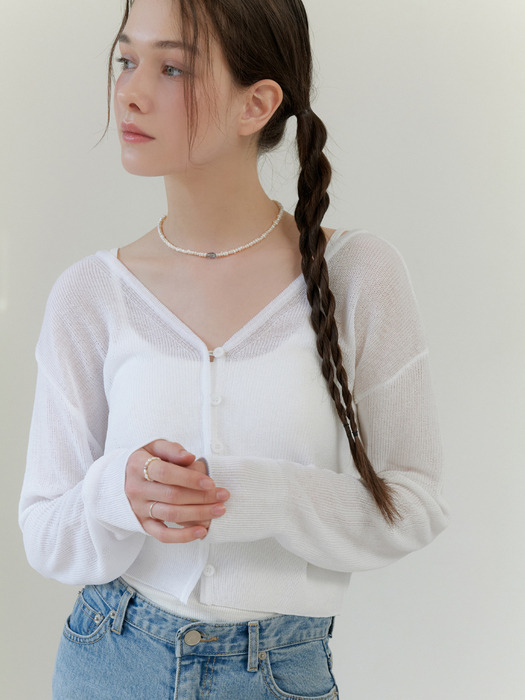 Clover v cardigan (white)