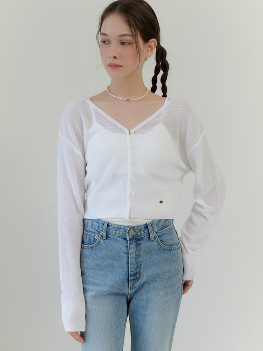 Clover v cardigan (white)