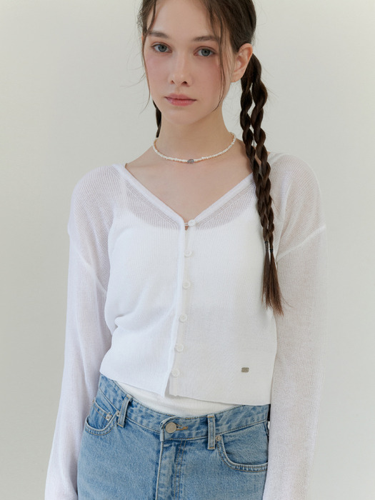 Clover v cardigan (white)