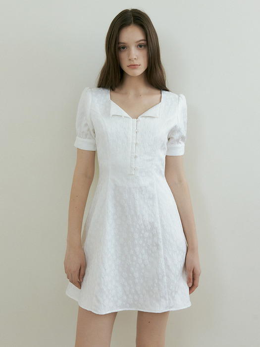 FRA FLOWER JACQUARD COLLAR MINI OPS WHITE