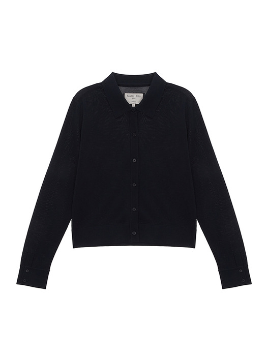 DIAGONAL PUNCHING BUTTON CARDIGAN FOR WOMEN IN DARK NAVY