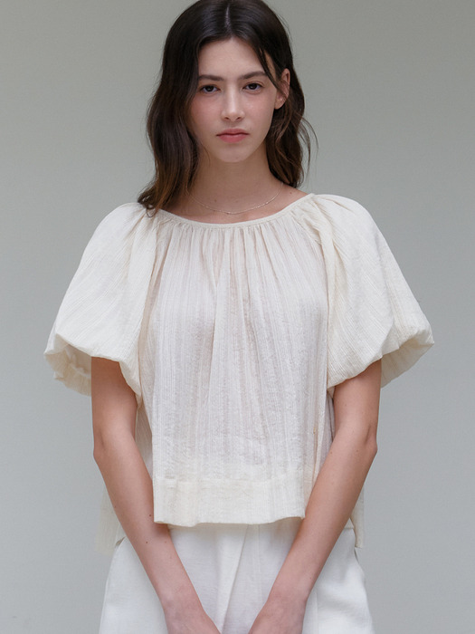 comos 1182 balloon puff blouse (cream)