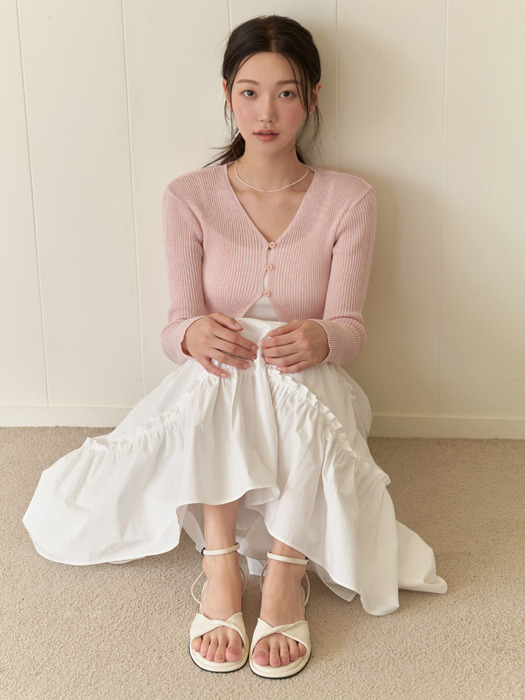 Linen 3 button cardigan (rosy pink)