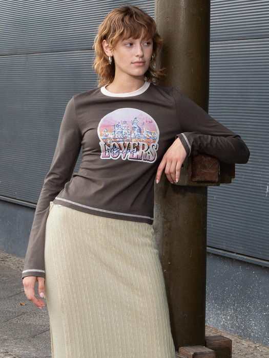 RAIVE City Graphic Rib T-shirt in Khaki Brown VW4AE104-B8