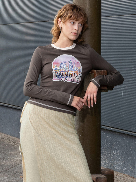 RAIVE City Graphic Rib T-shirt in Khaki Brown VW4AE104-B8