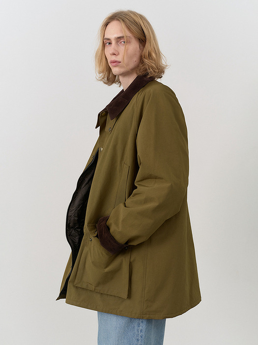 UNISEX WAXED COTTON HUNTING JACKET KHAKI_M_UDTR4C102K2