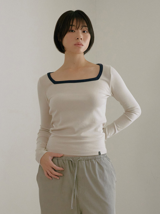 D. BASIC COTTON SQUARE LONG-SL T - 6 COLOR