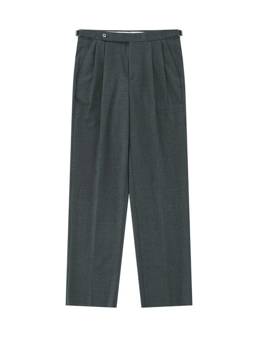 Wool Gabardine 2Pleats relaxed Pants (Grey)