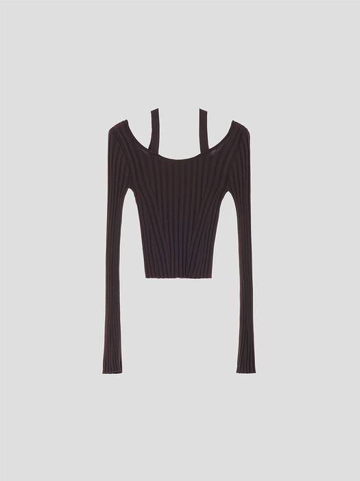 [단독]SCOOP NECK FITTED KNIT TOP (2COLORS)