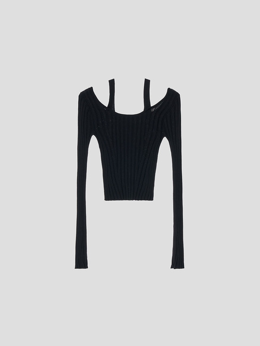 [단독]SCOOP NECK FITTED KNIT TOP (2COLORS)