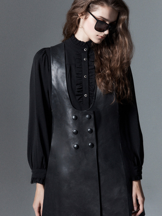 Victorian Ruffled-Placket Blouse[Black(WOMAN)]_UTS-FS07