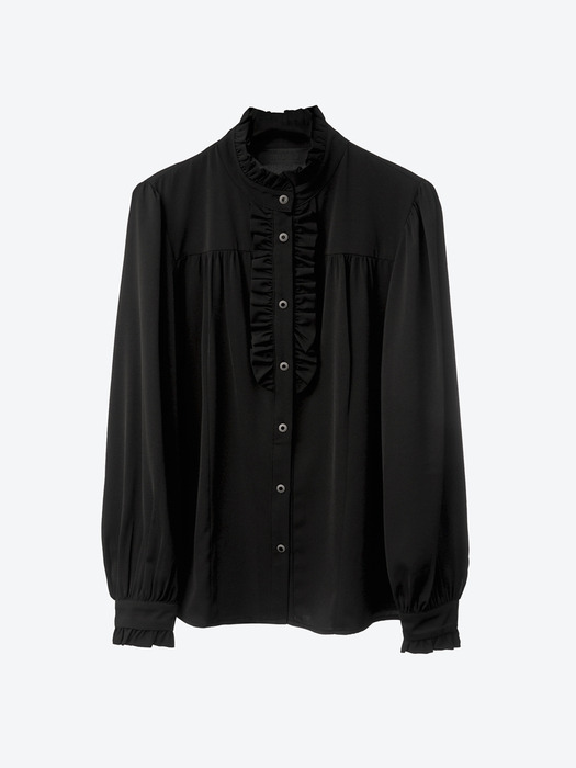 Victorian Ruffled-Placket Blouse[Black(WOMAN)]_UTS-FS07