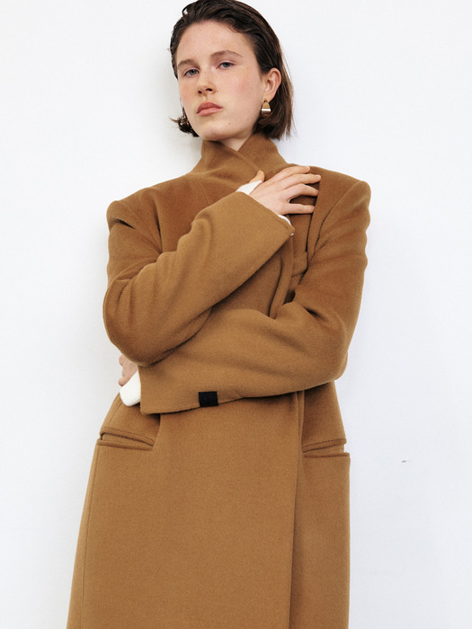 HANDMADE SILK BLENDED CASHMERE COAT [CAMEL][BLACK]