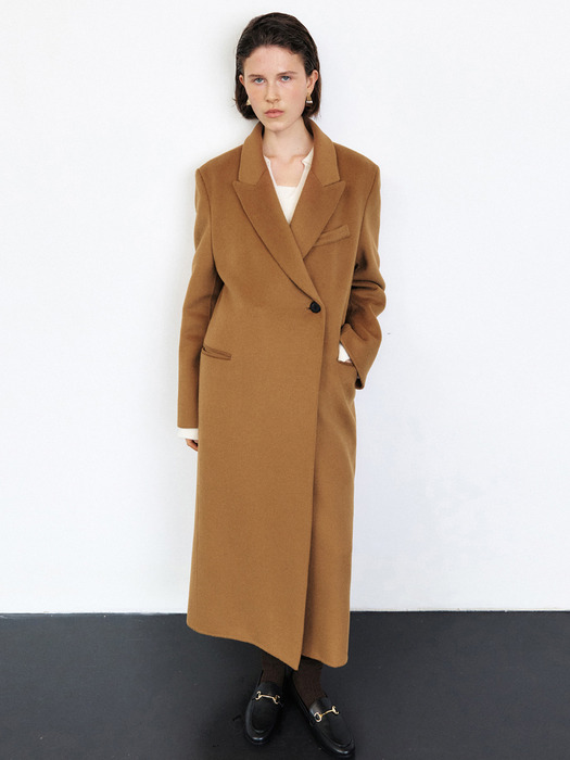 HANDMADE SILK BLENDED CASHMERE COAT [CAMEL][BLACK]